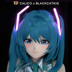 Hatsune Miku Mask with LED Lighting Hairpins | Vocaloid | Unisize Ready to Ship | Calico Kigurumi